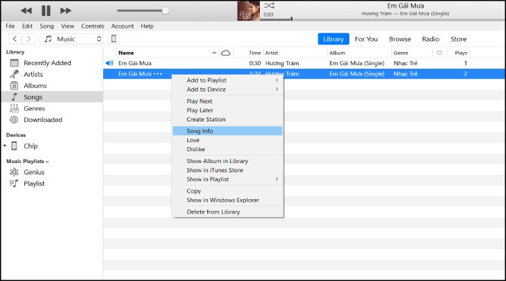 Cài nhạc chuông cho iPhone bằng iTunes máy tính bước 3